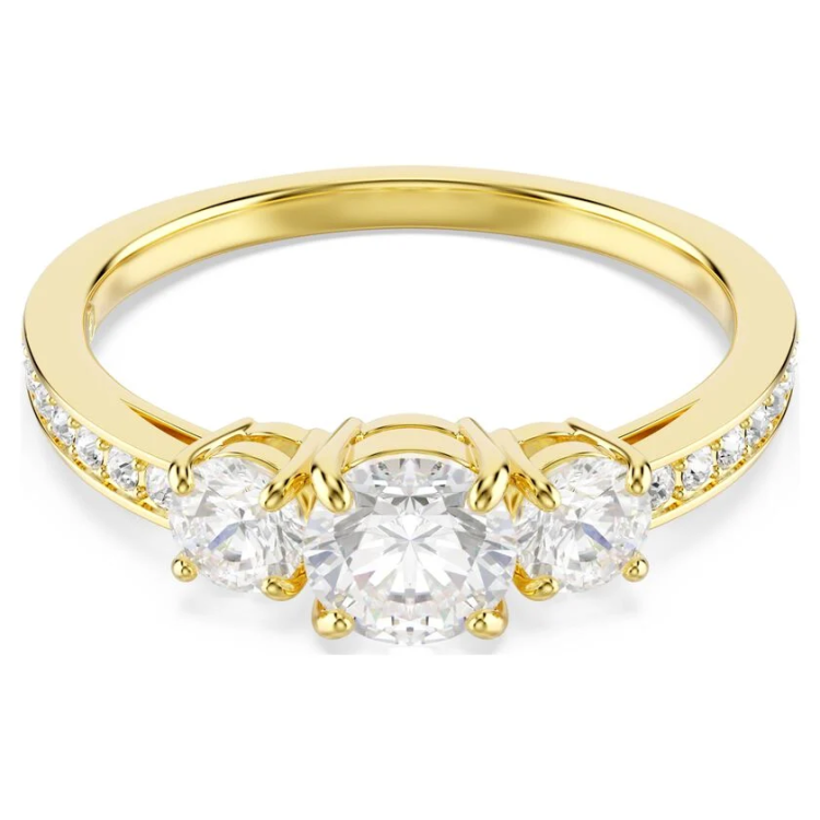 Stilla Attract ring Round cut, White, Gold-tone plated