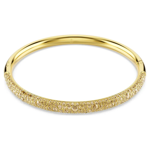 Sublima bangle Snow pavé, White, Gold-tone plated
