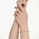 Sublima bangle Snow pavé, White, Gold-tone plated