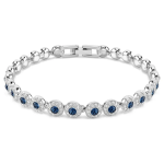 Una Angelic Tennis bracelet Round cut, Blue, Rhodium plated