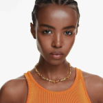 Gema Tennis necklace Mixed cuts, Yellow, Gold-tone plated