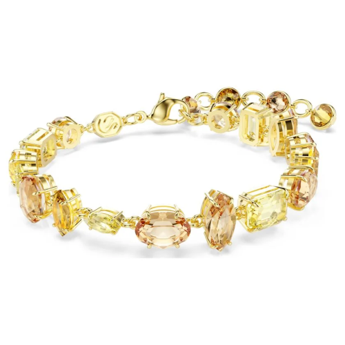 Gema bracelet Mixed cuts, Yellow, Gold-tone plated