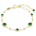 Imber bracelet Round cut, Green, Gold-tone plated