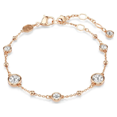 Imber bracelet Round cut, White, Rose gold-tone plated