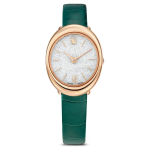 Imber watch Swiss Made, Leather strap, Green, Rose gold-tone finish