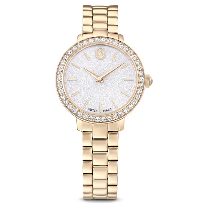 Watch Swiss Made, Metal bracelet, Gold tone, Champagne gold-tone finish