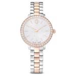 Watch Swiss Made, Metal bracelet, Silver tone, Rose gold-tone finish