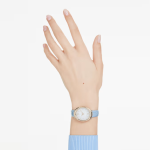 Imber watch Swiss Made, Leather strap, Blue, Champagne gold-tone finish