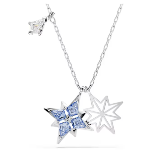 Symbolica pendant Star, Blue, Rhodium plated