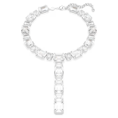 Millenia necklace Mixed cuts, White, Rhodium plated