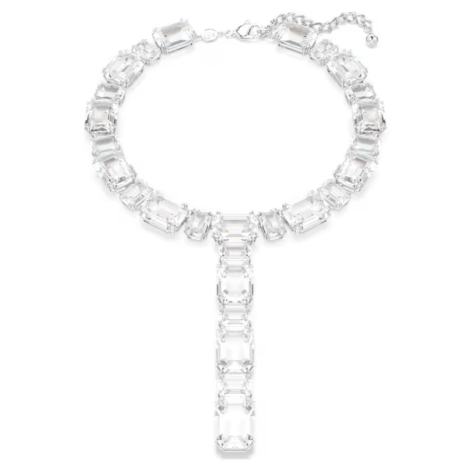Millenia necklace Mixed cuts, White, Rhodium plated