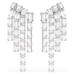Millenia clip earrings Octagon cut, Chandelier, White, Rhodium plated