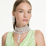 Millenia clip earrings Octagon cut, Chandelier, White, Rhodium plated