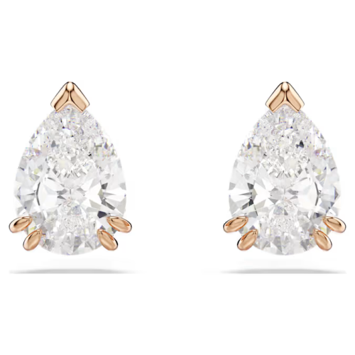 Stilla stud earrings Pear cut, White, Rose gold-tone plated