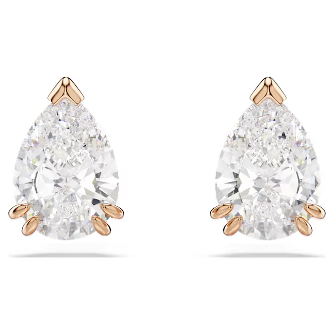 Stilla stud earrings Pear cut, White, Rose gold-tone plated