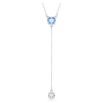 Stilla Attract Y necklace Round cut, Blue, Rhodium plated