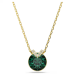 Bella V pendant Round cut, Green, Gold-tone plated