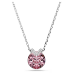 Bella V pendant Round cut, Pink, Rhodium plated