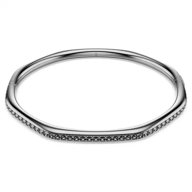 Dextera bangle Octagon shape, Round cut, White, Ruthenium plated