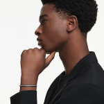 Dextera bangle Octagon shape, Round cut, White, Ruthenium plated