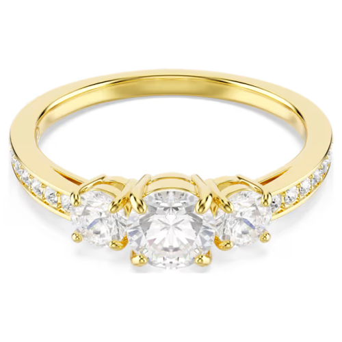 Stilla Attract ring Round cut, White, Gold-tone plated