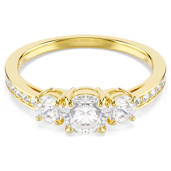 Stilla Attract ring Round cut, White, Gold-tone plated