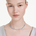 Constella necklace Mixed cuts, Blue, Rhodium plated