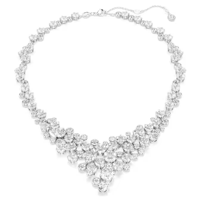 Constella necklace Mixed cuts, Clasp, White, Rhodium plated