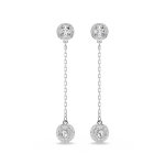 Una, drop earrings, White, Rhodium plated