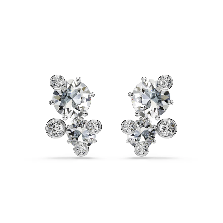 Constella stud earrings Mixed cuts, White, Rhodium plated