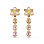 Idyllia drop earrings, Flower, Gold-tone plated
