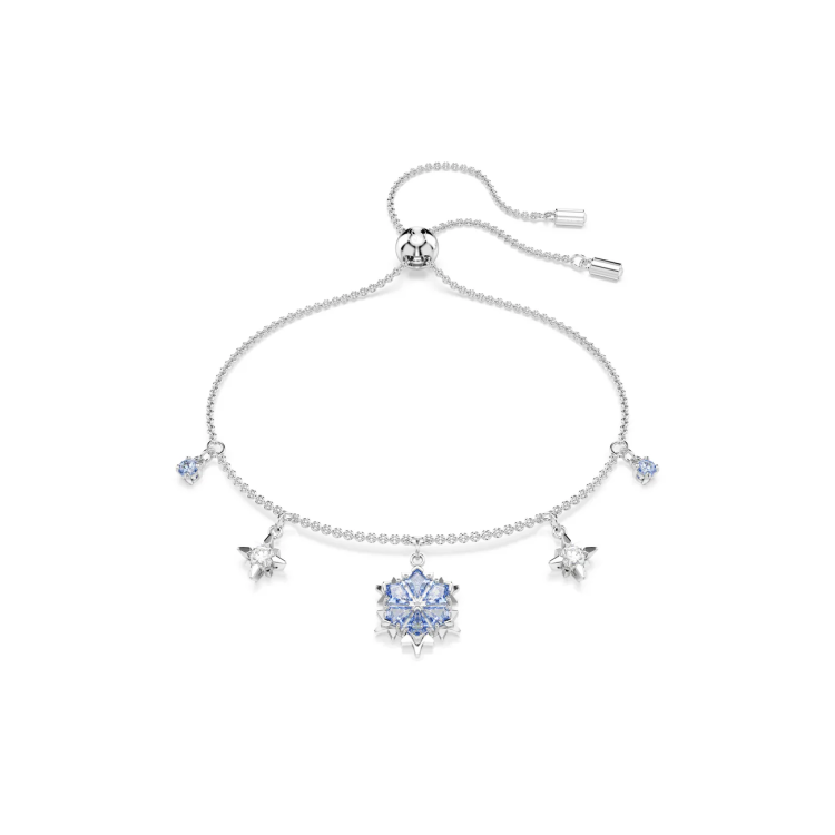 Magic bracelet Snowflake, Blue, Rhodium plated