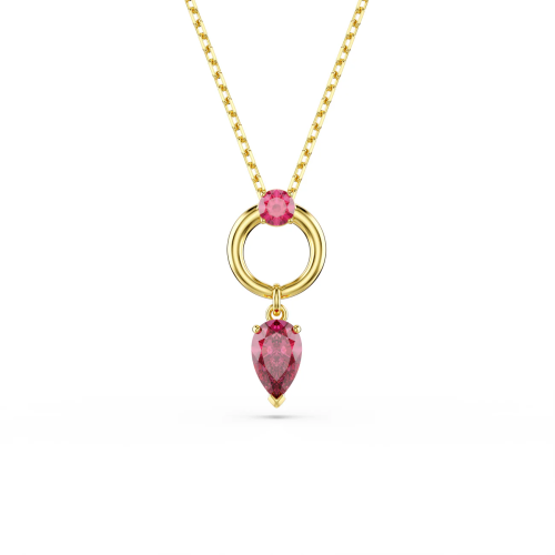 Mesmera pendant Pear cut, Red, Rhodium plated