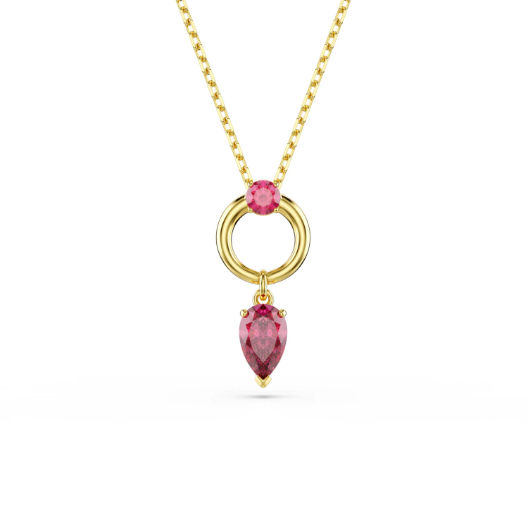 Mesmera pendant Pear cut, Red, Rhodium plated