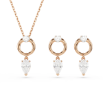 Mesmera set, Pear cut, White, Rose gold-tone plated