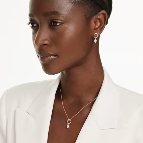 Mesmera set, Pear cut, White, Rose gold-tone plated