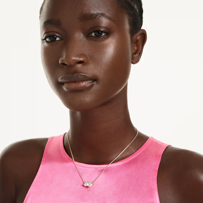 Mesmera necklace Heart, White,Gold-tone plated