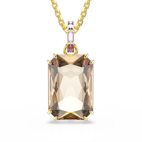 Millenia pendant, Octagon cut, Caramel, Gold-tone plated