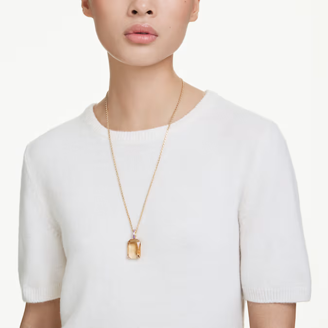 Millenia pendant, Octagon cut, Caramel, Gold-tone plated