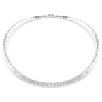 Matrix necklace Baguette cut, White, Rhodium plated