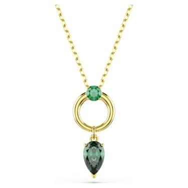 Mesmera pendant Mixed cuts, Green, Gold-tone plated