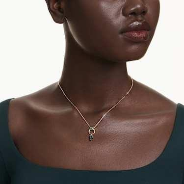 Mesmera pendant Mixed cuts, Green, Gold-tone plated