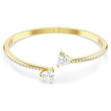 Mesmera Attract bangle Heart, White, Gold-tone plated