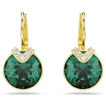 Bella V drop earrings Round cut, Green, Gold-tone plated