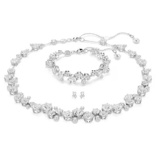 Constella set Mixed cuts, White, Rhodium plated