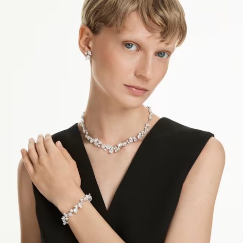 Constella set Mixed cuts, White, Rhodium plated