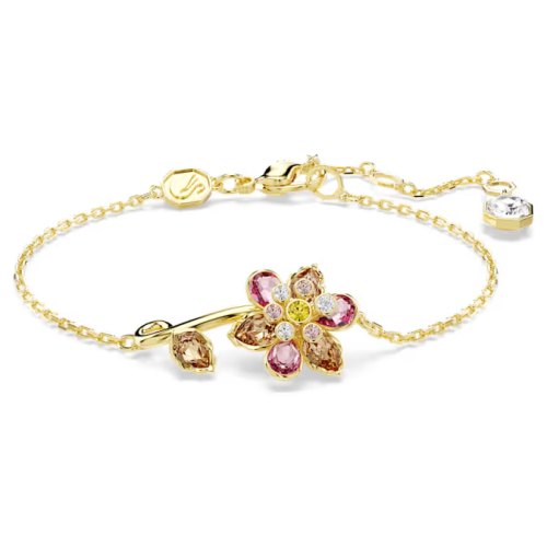 Idyllia bracelet Mixed cuts, Flower, Multicolored, Gold-tone plated
