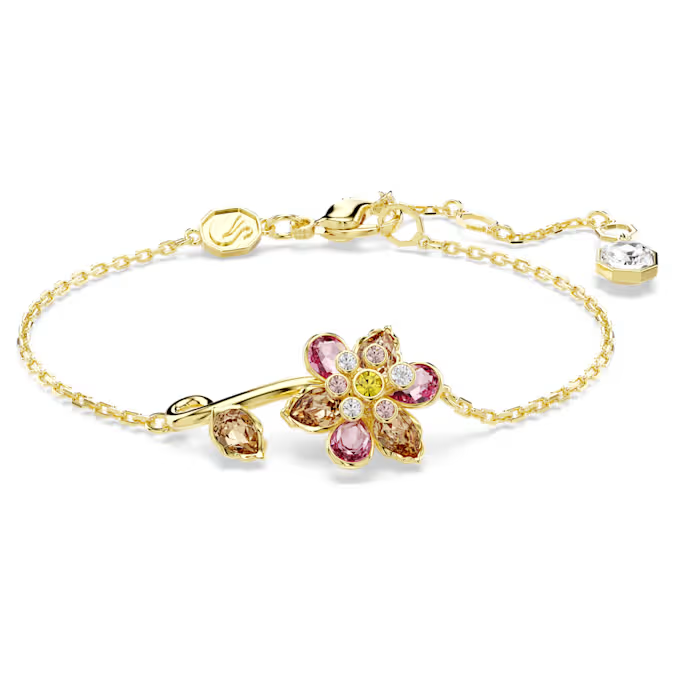 Idyllia bracelet Mixed cuts, Flower, Multicolored, Gold-tone plated