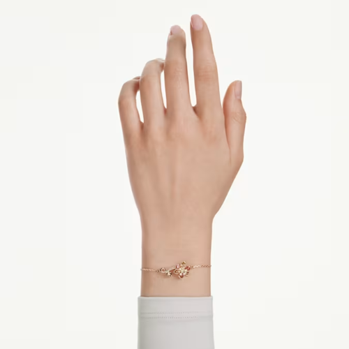 Idyllia bracelet Mixed cuts, Flower, Multicolored, Gold-tone plated