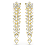Idyllia drop earrings Mixed cuts, Long, White, Gold-tone plated